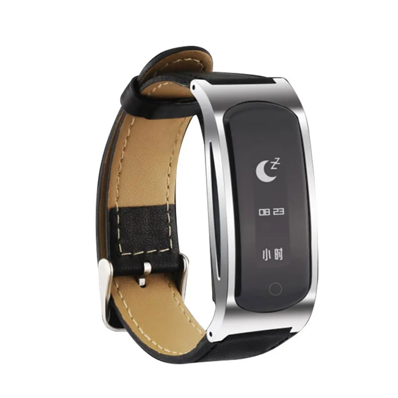 Smart Leather Heart Rate Bracelet Waterproof Swim Smart Band Bracelet Health Fitness Tracker for Android and