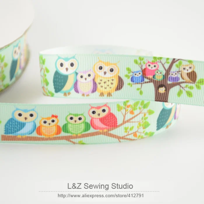 

F026#-16 cute owl designs 7/8" 22mm width min order is $5(mix order) grosgrain ribbon for DIY clothing hairbow L&Z sewing studio