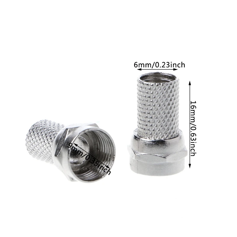 

High Quality 10 Pcs 75-5 F Connector Screw On Type For RG6 Satellite TV Antenna Coax Cable Twist-on JUL10-A