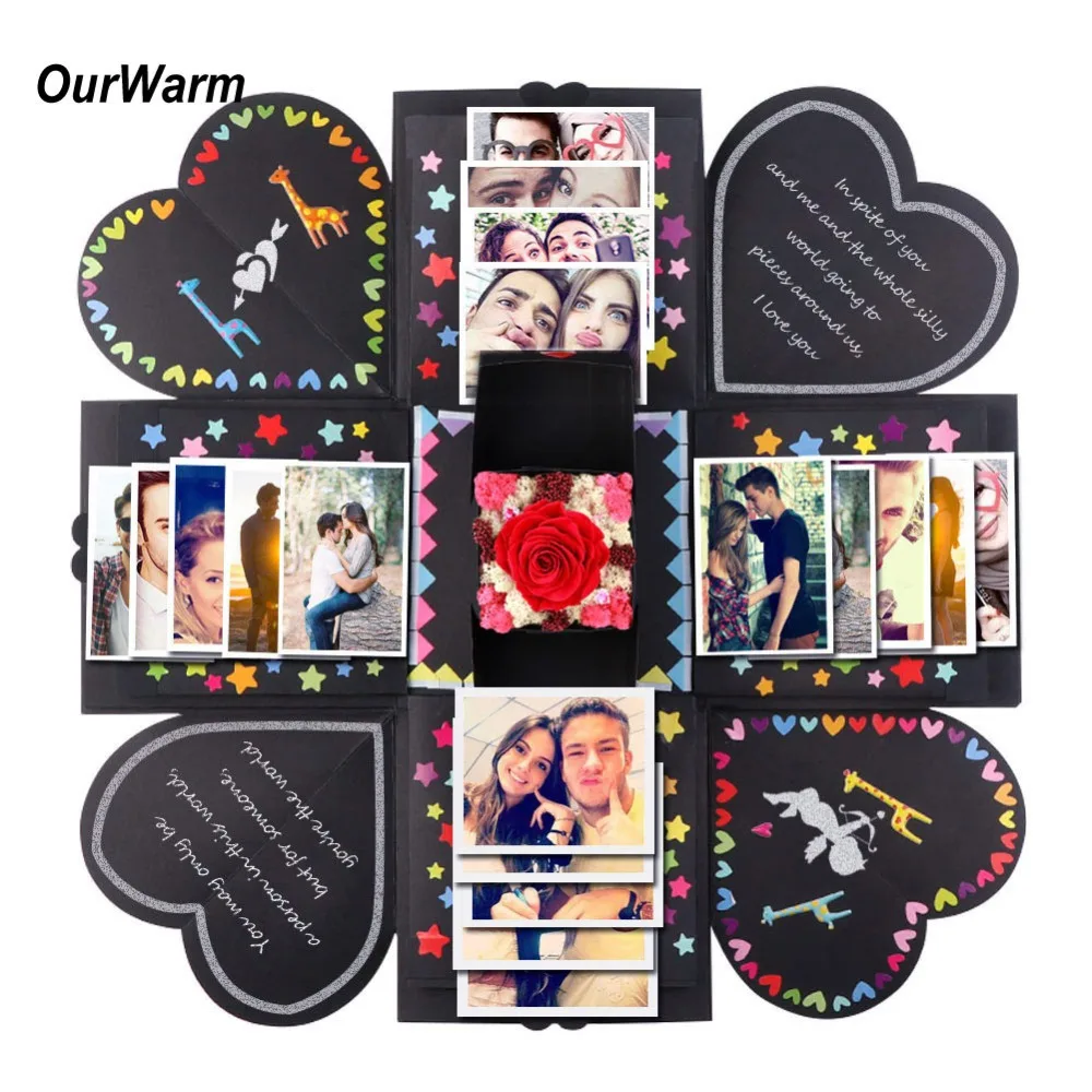 OurWarm DIY Surprice Love Explosion Box Gift Wedding Birthday Explosion Box Photo Album for Anniversary Valentine's Day Gifts