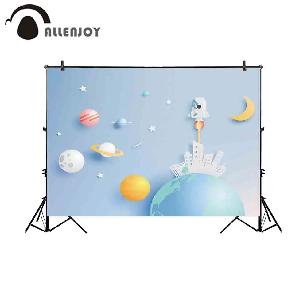 

Allenjoy photography backdrop rocket solar planets universe kid background photobooth photo prop photocall printed