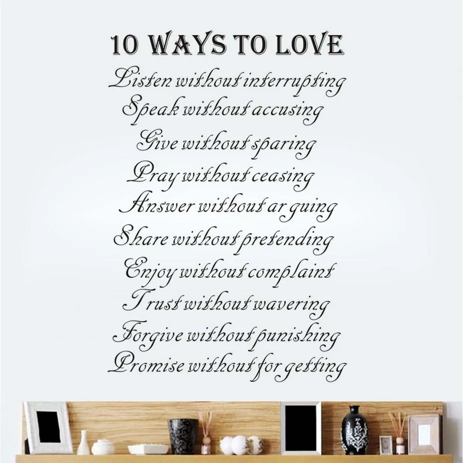 Love Text Wall Art how to love Words wall art black and white Vinyl