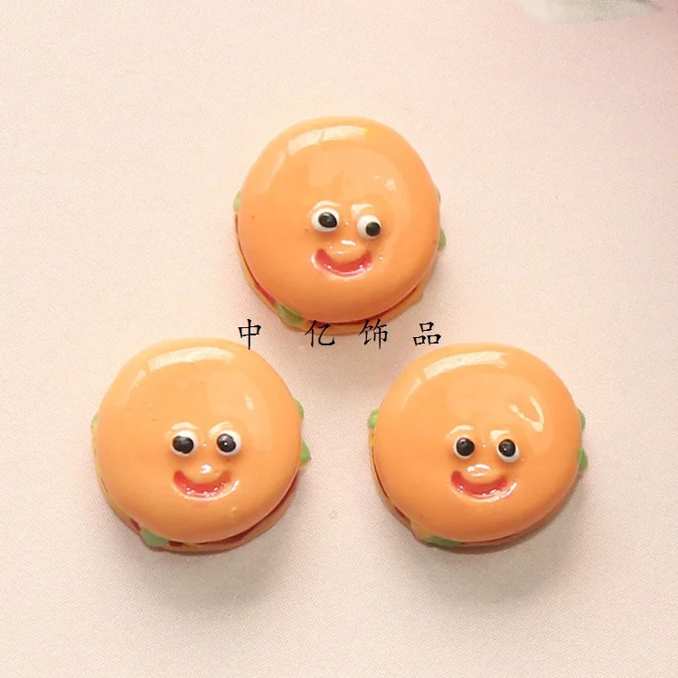 

50pcs/lot flat back resin amall hamburger biscuit 11mm for Scrapbooking Craft Cabochon For Hair Cellphone Decoration