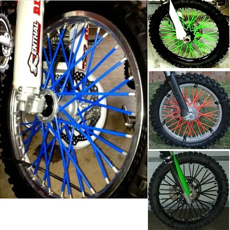 Universal Motorcycle Wheel Rim Spoke Skins Covers Wrap Decor Protector Kit for Bicycle Reflective Banner Bike Bumper Bike Bumper