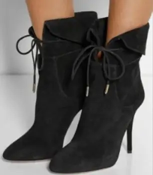 

Sapato Feminino Women Ankle Boots Shoes Woman Thin High Heels Pumps Lace Up Booties Vintage Sexy Rome Gladiator Chaussure AB1186