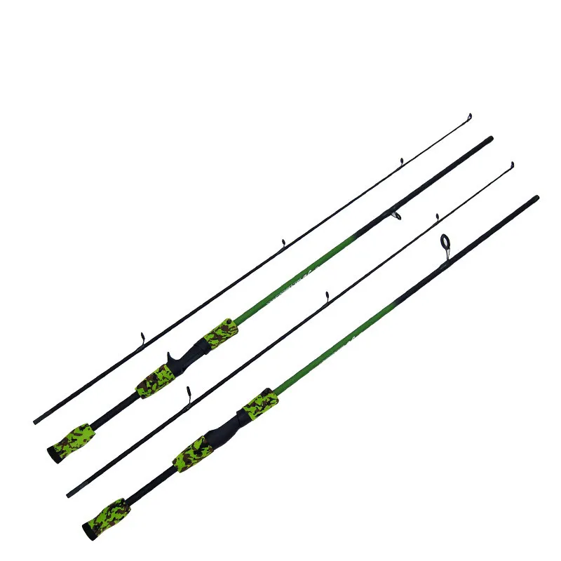 Test Carbon Fiber Camouflage Lure Casting Spinning Fishing Rod 1.8M 2