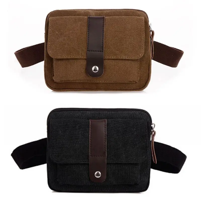 

Vintage Men's Casual Fanny Pack Canvas Phone Pouch Belt Waist Bum Bag Male Multifunction Shoulder Pocket Chest Purse Bag New
