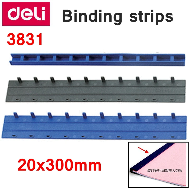 

100PCS/LOT Deli 3831 PVC Binding strips 10 holes A4(20x300mm) Comb binding machine suppliers binding 160 pages