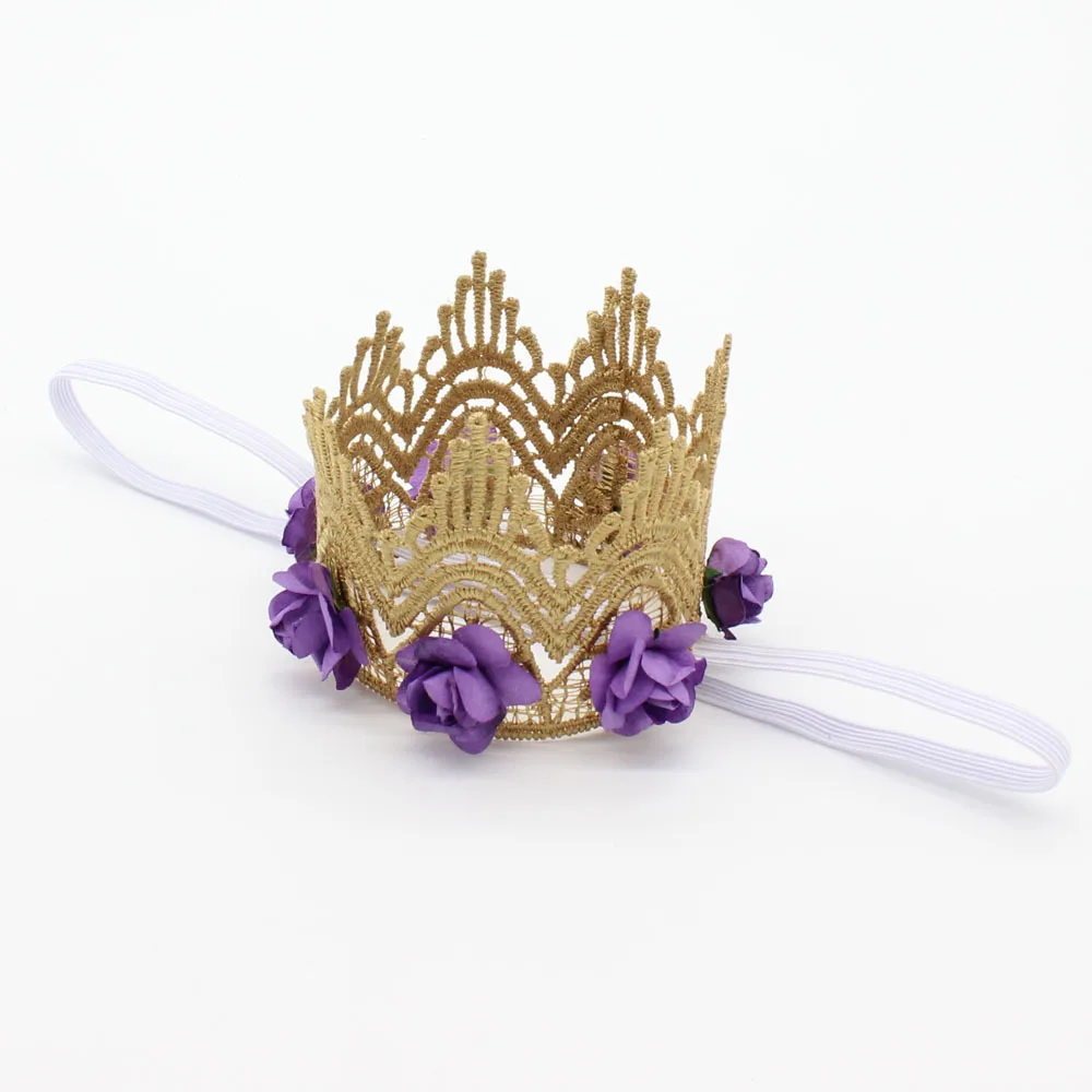 Wholesale Vintage Lace Crown Headband Gold Flower Headband Smash Cake