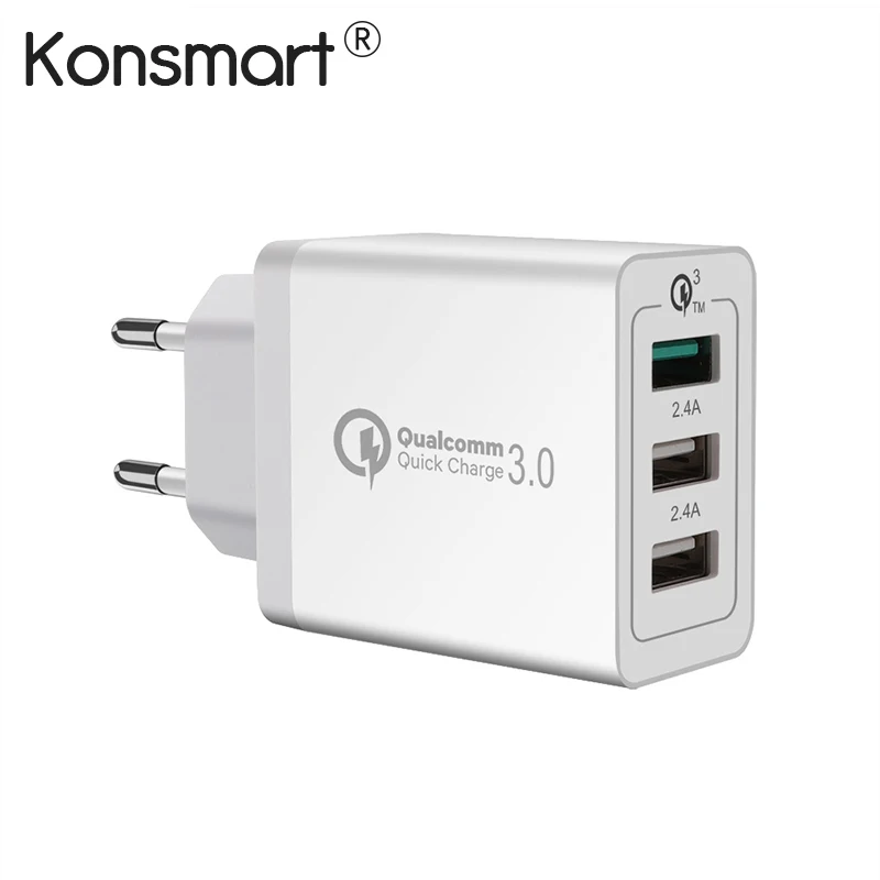 KONSMART Quick Charge 3.0 USB Power Adapter for iPhone iPad Samsung Huawei Xiaomi Mobile Phone Fast Charging Euro Travel Charger