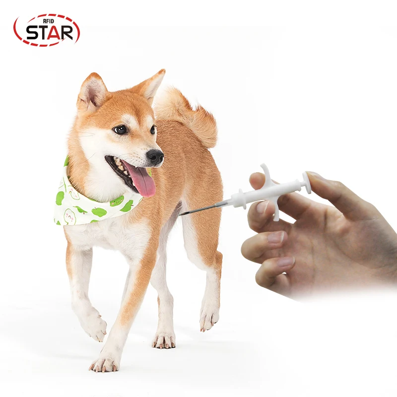 

1000pcs/lot 1.4*8mm 134.2KHz FDX-B Animal microchips Dog ID Syringe RFID Plastic microchip Injector can accept custom number