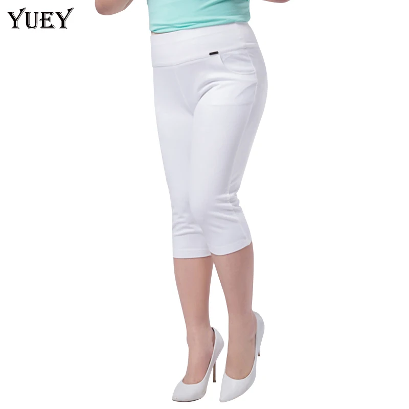 Super Stretch Pure Color Plus Size Female Elastic Band Pants Calf length Good Quality Extra Large Size Women Skinny Capris 6XL Super Stretch Pure Color Plus Size Female Elastic Band Pants Calf length Good Quality Extra Large Size Women Skinny Capris 6XL