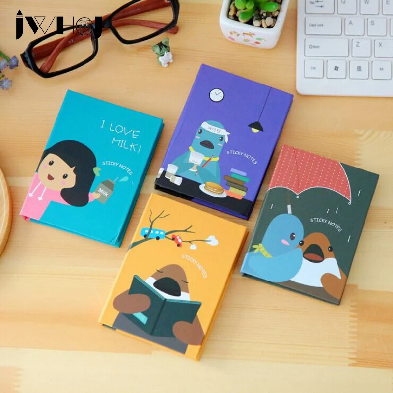 1 set creative hardcover memo pad post notepad sticky notes kawaii