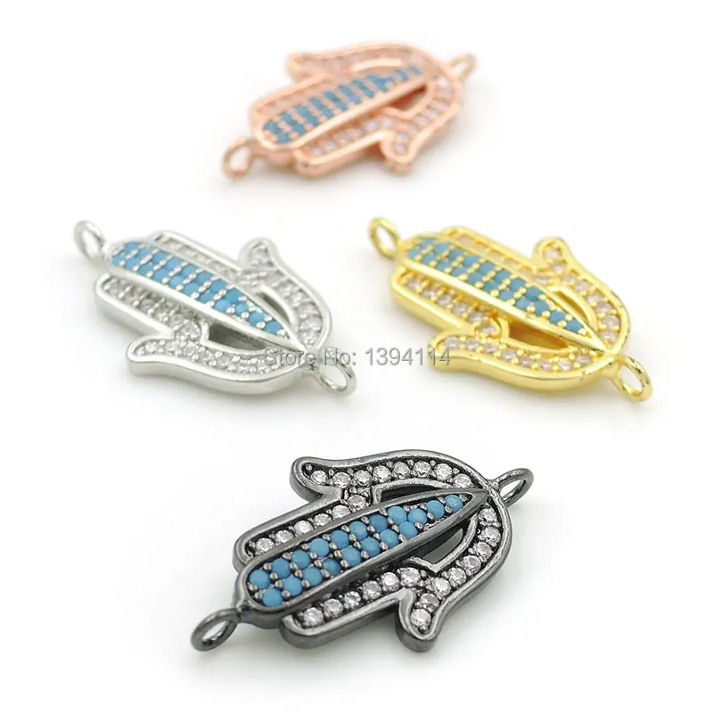

21*12*2mm Micro Pave Kallaite&Clear CZ Palm Of Bar Drop Relief Connector Fit For Women As DIY Bracelets Accessory