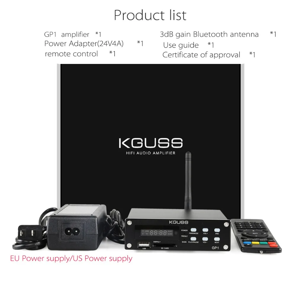 2019 Новый KGUSS GP-1 2,1 аудио HIFI Цифровой усилитель с Bluetooth