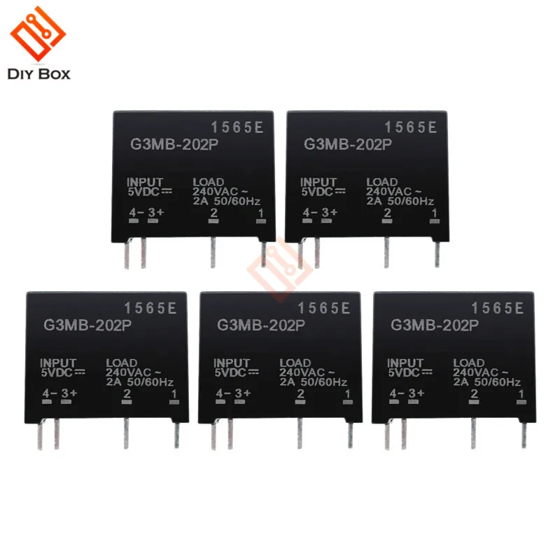 5 шт. релейный модуль G3MB-202P G3MB 202P DC-AC PCB SSR в 5 В DC Выход 240 В AC 2A твердотельный релейный модуль