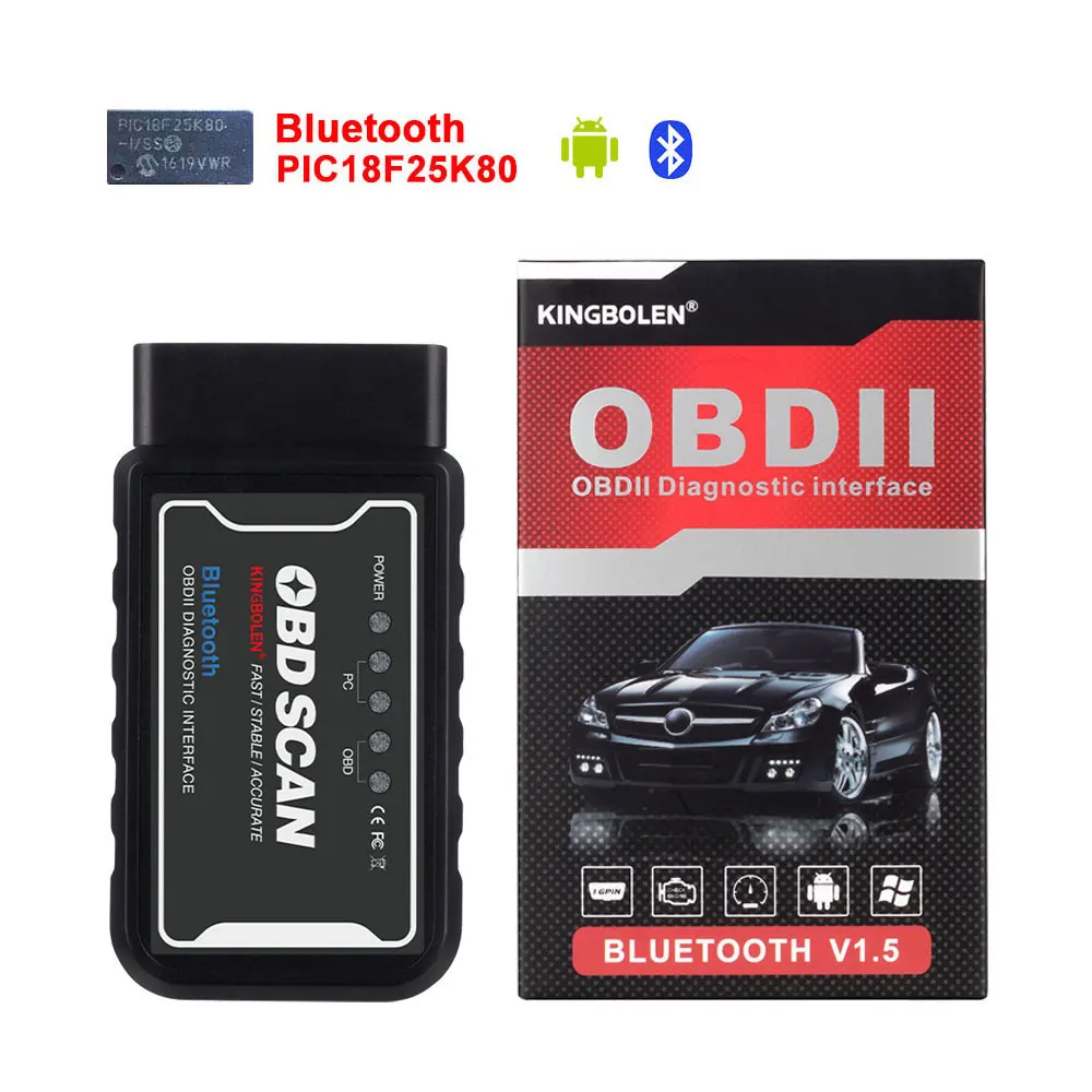 ELM327 V1.5 Bluetooth/wifi с чипом PIC18F25K80 Kingbolen ELM 327 OBD2 диагностический инструмент для Android/IOS/PC OBDII автоматический сканер