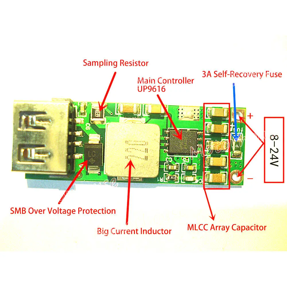 Модуль быстрой зарядки USB адаптер для автомобиля с поддержкой QC2.0 / QC3.0 FCP 12 В 24 15