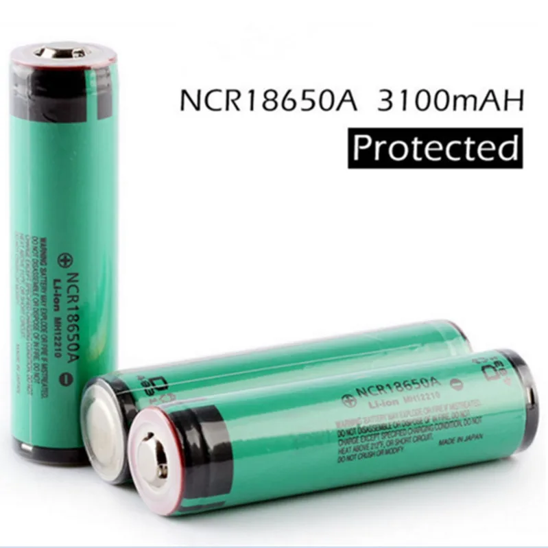 

100% New Panasonic Original NCR18650A 3.7v 3100mah 18650 Lithium Rechargeable Battery Flashlight batteries PCB Protected