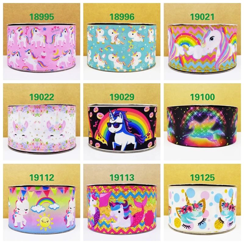 

Free shipping 50 yard per size unicorn ribbon printed grosgrain ribbon 19125