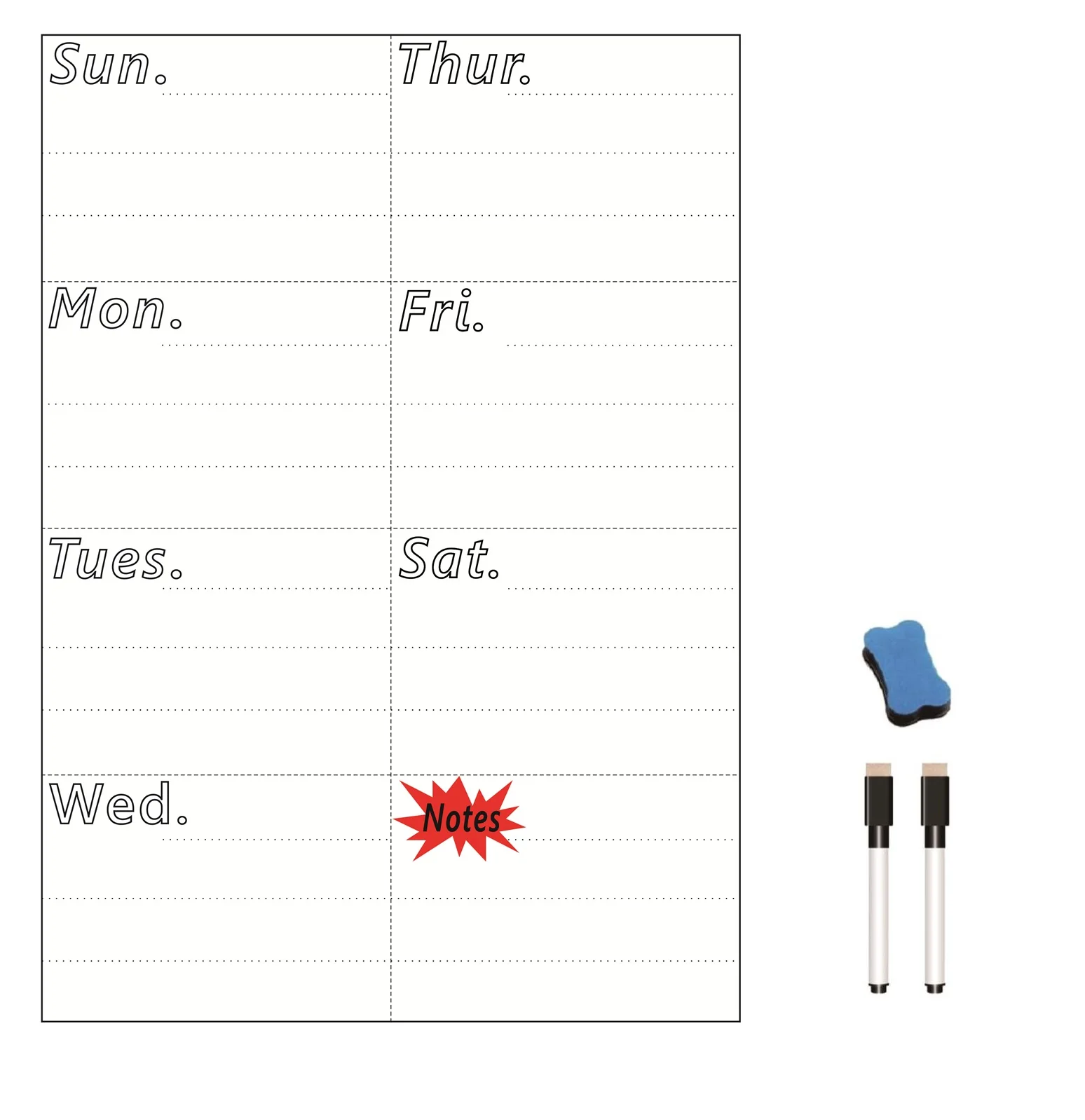 The Magnet Shop A4 Magnetic Weekly Planner and Organiser Premium Grey, A4 with 4 Free Magnetic Dry Wipe Pen Fully Customisable Whiteboard for Family//Business Task and Meal Planning