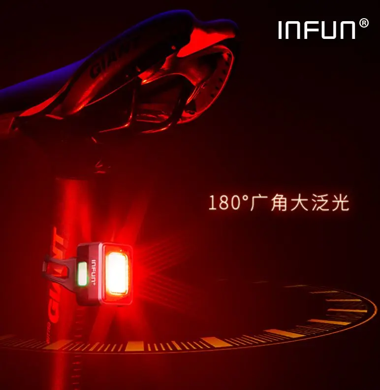 Clearance INFUN F50 Bicycle Rear Light For Bike Automatic Brake Induction Taillight MTB Cycling Charge LED Safety Running Lamp Accessories 1