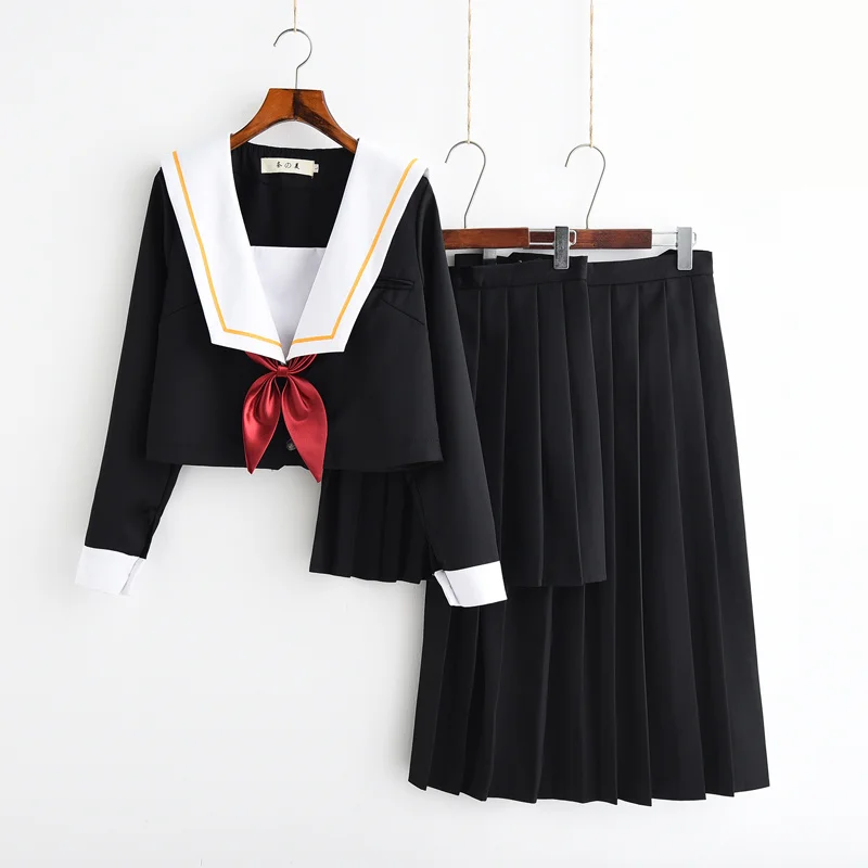 

2019 new sailor suit students school uniform for teens preppy style cos uniform jk japanese seifuku bow skirt shirt