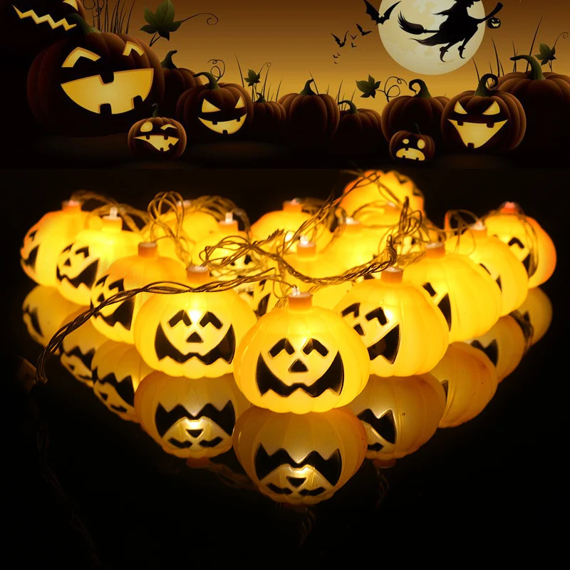 QuickDone Halloween Pumpkin LED String Light 2.5M 10 LED Pumpkin Light Halloween Indoor Outdoor
