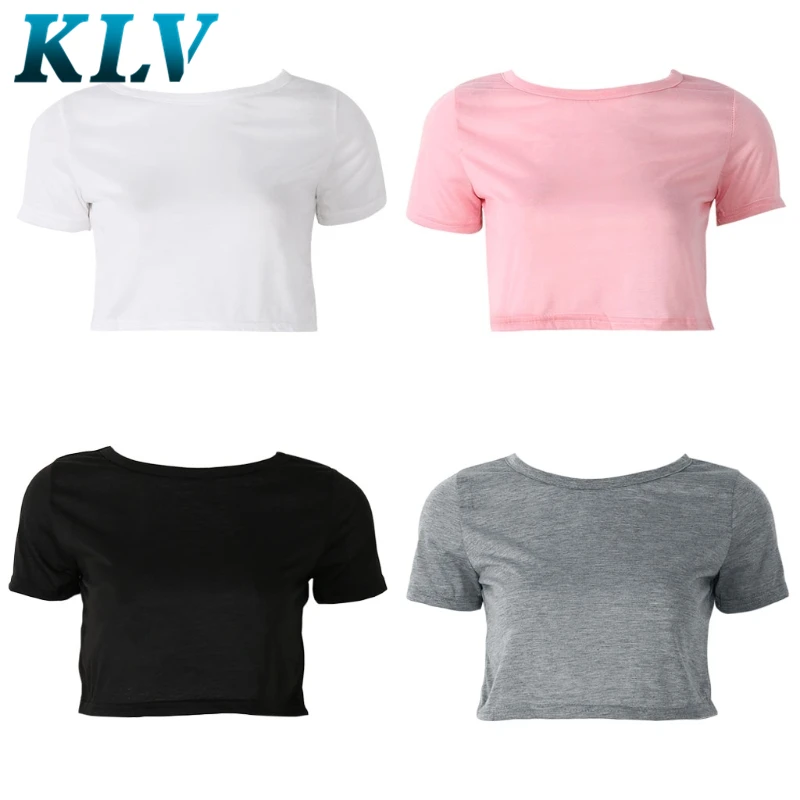 

Summer Slim Tight Short Sleeved T-shirt Sexy Women Sleeveless Solid Crop Tops