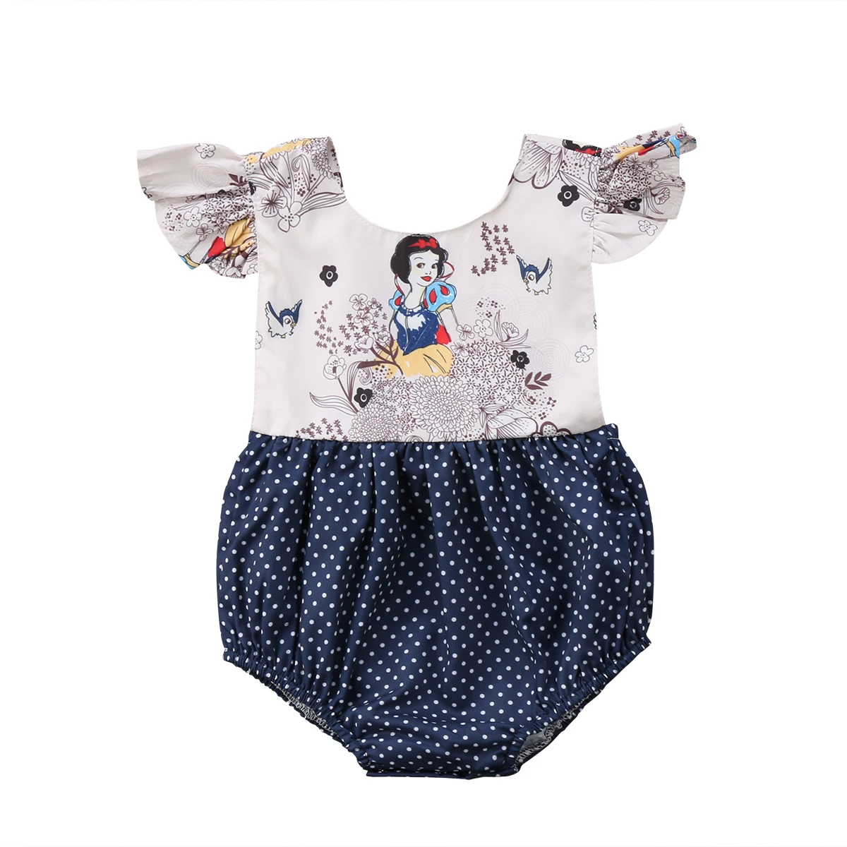 Комбинезон для новорожденных девочек; гофрированная Роба с героями мультфильмов; одежда; sunsuit; одежда для детей от 0 до 24 месяцев - Цвет: Синий