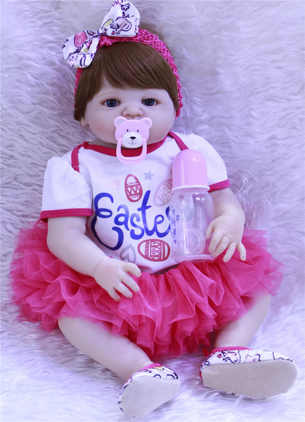 

23inch 57cm Full silicone Reborn Baby Dolls Silicone Kids handmade Toddler girl bebe alive Toddler bathe toy Birthday Xmas Gift
