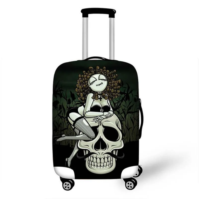 Skull Suitcase Cover Protector For 18-32 Inch Trolley Case Elastic Thick Travel Dust Cover Baggage Luggage Protective Cover