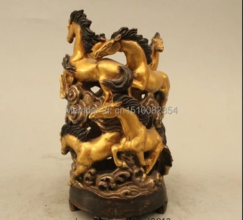 

6" Marked China Chinese Dynasty Palace Bronze Lucky eight Horse Brush Pot pencil