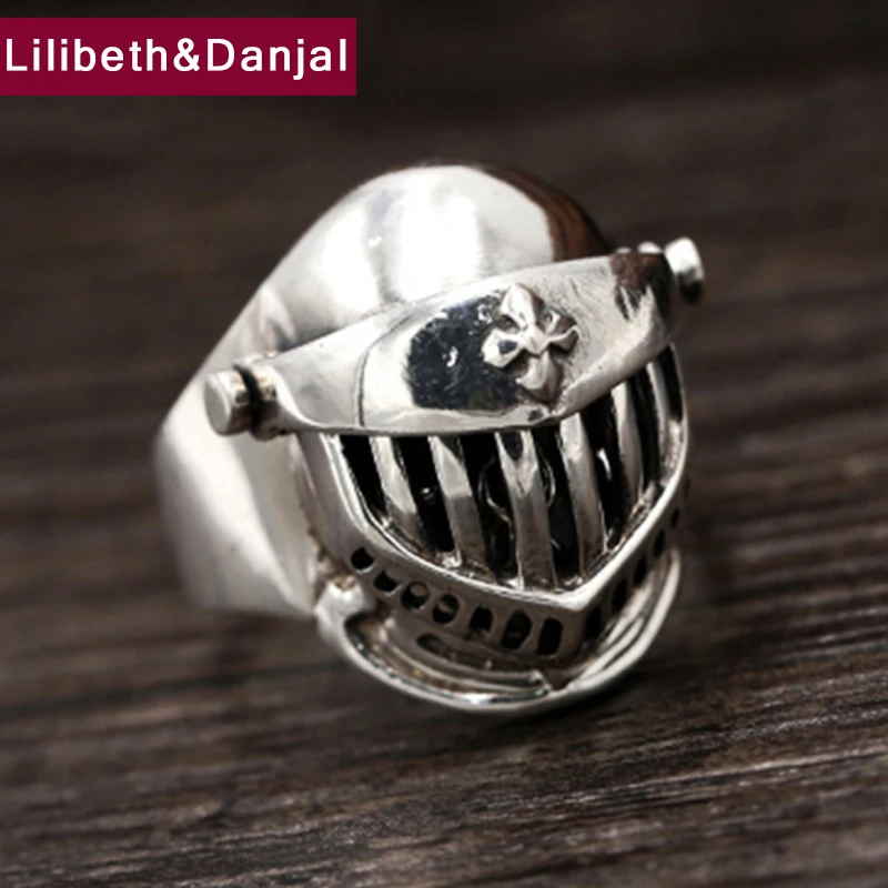 Helmet Armor Ring 100 Real 925 Sterling Silver Jewelry For Men Lucky