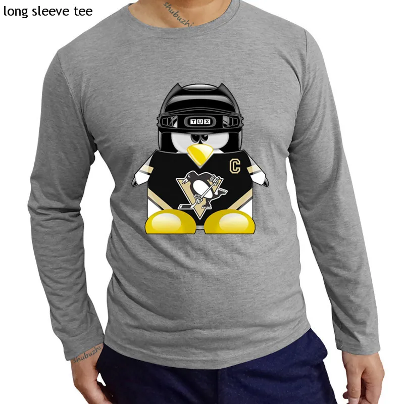 

New autumn spring men Pittsburgh Penguins Retro USA NHL League Sleeve Camiseta Camisetas T Shirt fashion cool cotton male tshirt