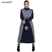 COCOEPPS 5XL 6XL зимнее свободное женское платье большого размера s Повседневное платье с длинным рукавом Новинка размера плюс женская одежда синий Vestidos