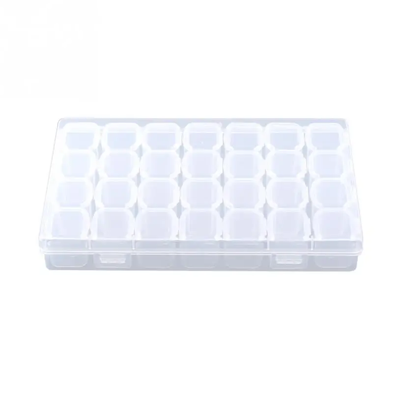 

Clear Plastic 28 Slots Adjustable Tablet Medicine Pill Jewelry Necklace Ring Bracelet Storage Organizer Box Container