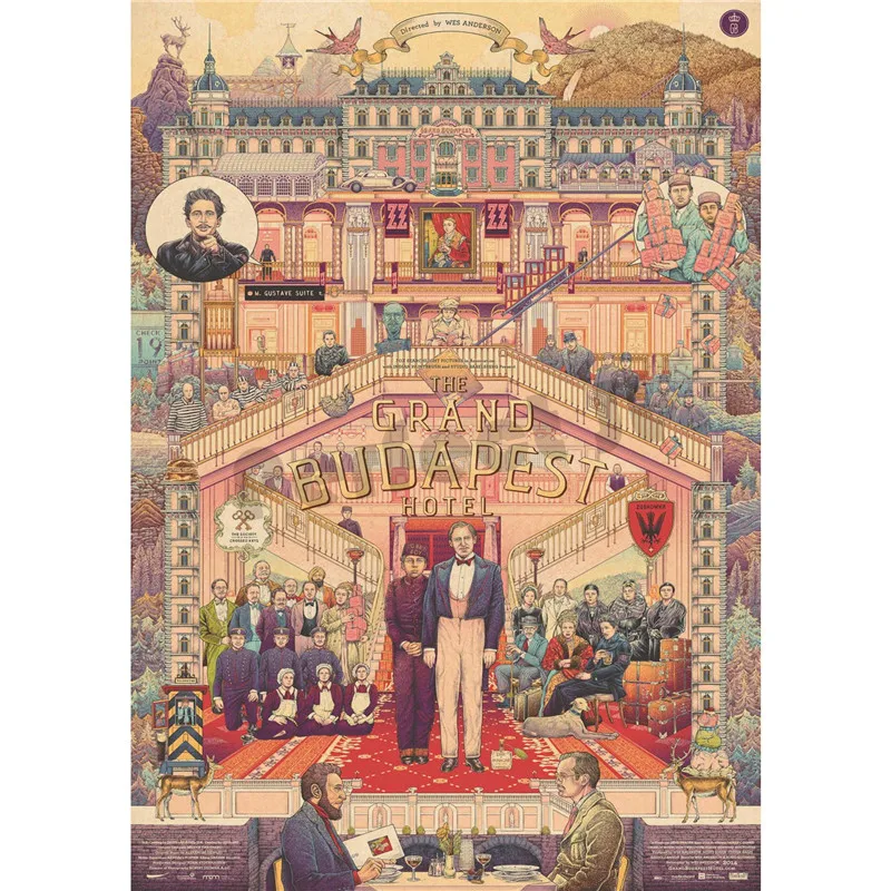 Grand Budapest домашний интерьер отеля украшения Крафт Фильм плакат рисунок core наклейки на стену - Цвет: Лиловый