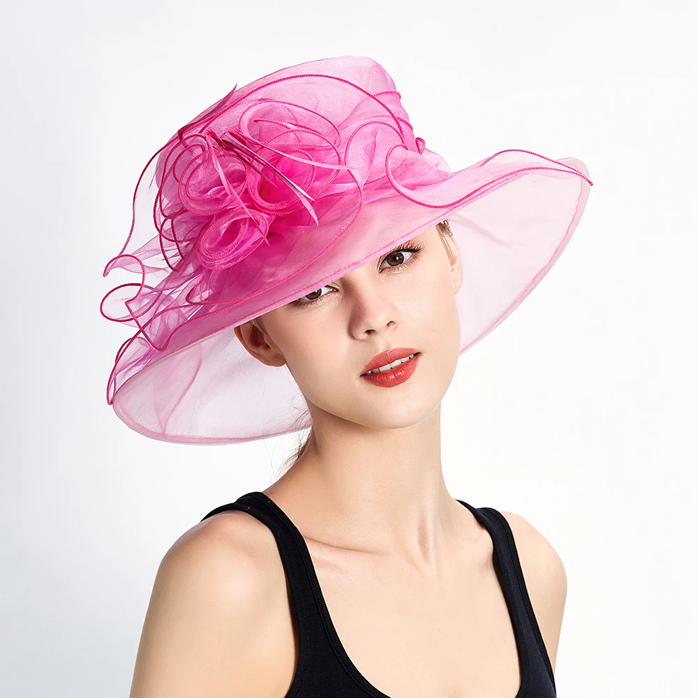 Ladies Fancy Organza Hat with Feathers Party HatRetro and Fascinators