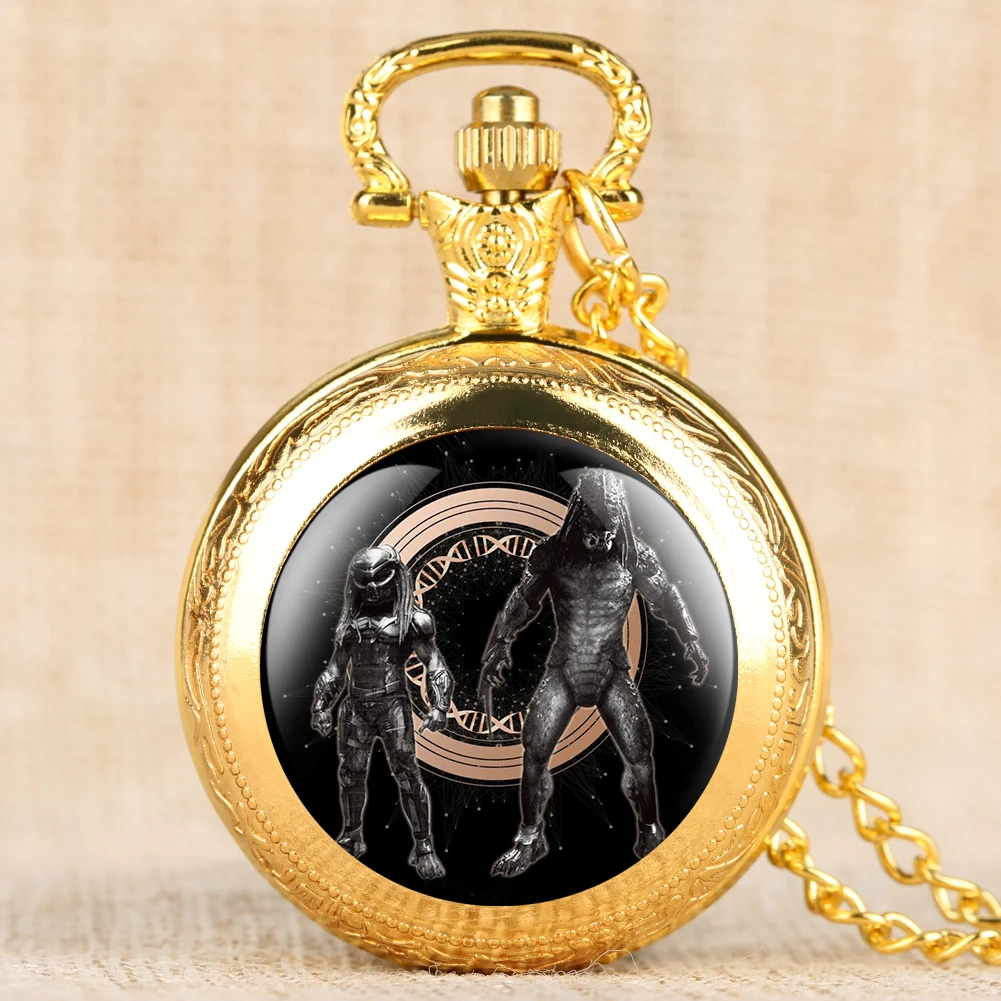 Retro Men's Novel Design Pocket Watch Alien Patterns Quartz Pocket Watches for Boy Watch Pendant Gift for Teenager