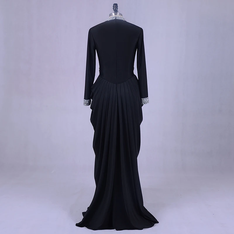 Марокканское Черное вечернее платье Кафтан 2018 прозрачное серебристое