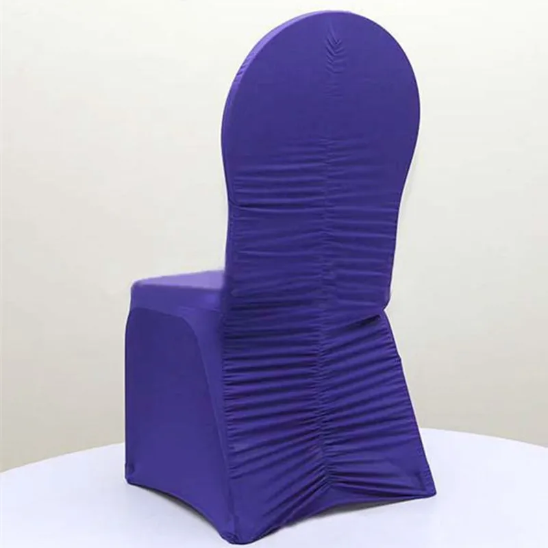 WedFavor 50 шт. гофрированная задняя спандекс стрейч накидка на стул эластичная лайкра Ruched чехлы для стульев для гостиницы банкета свадебные украшения - Цвет: Dark Purple