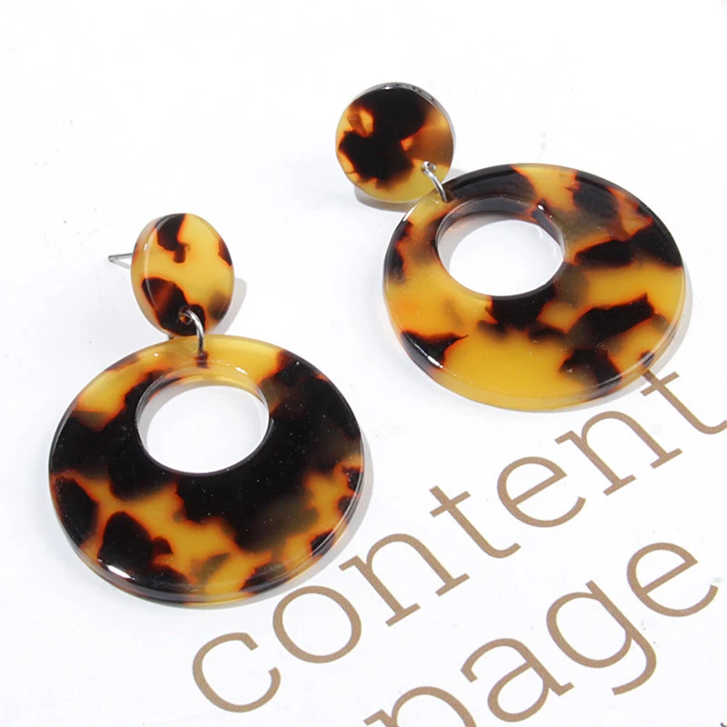 

CHENFAN Color partial Round Earrings Handmade acetate Korea pendant ear jewelry accessories package material earrings for women