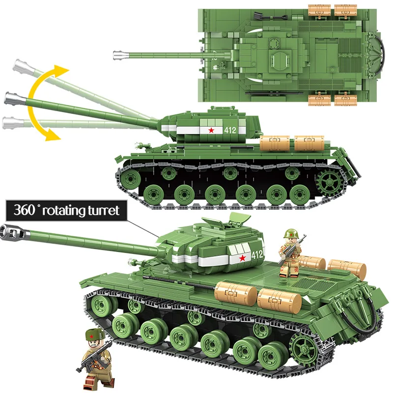 1068pcs-Military-IS-2M-Heavy-Tank-Soldier-Weapon-Building-Blocks-Compatible-LegoINGLY-Tank-WW2-Bricks-Army (5)