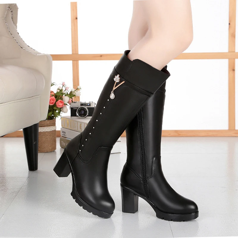 Chaussures brown En Véritable 8cm 8cm black Caoutchouc Sondr Sapatos brown Plate Femmes Laine Talon Botas Haute Hiver Noir Brun 7cm 7cm Bottes Mujer Mulher Black Altas forme Cuir Longues 4qL5Rj3A