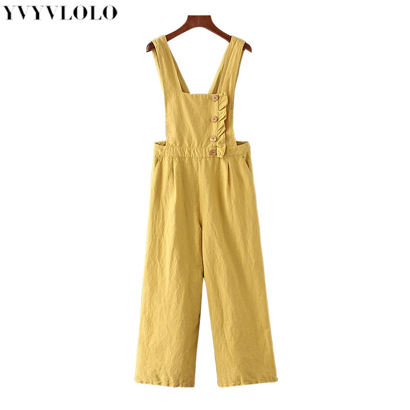 YVYVLOLO 2018 women vintage High waist ruffled jumpsuits Summer Elegant ...