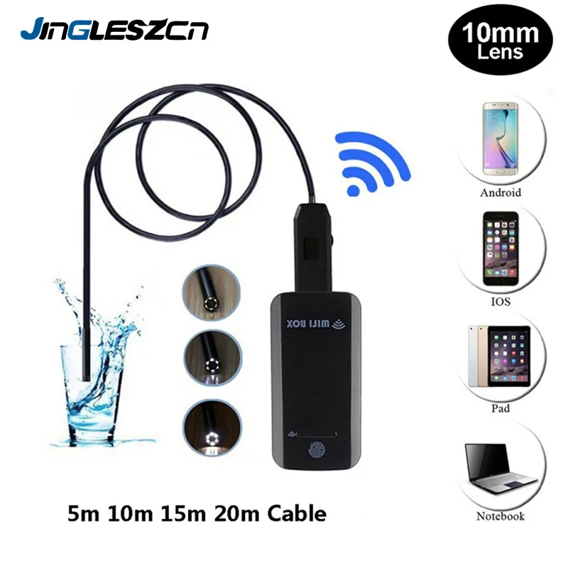 JINGLESZCN 7 мм Wifi коробка эндоскоп USB камера 2 м 5 м 7 м 10 м 15 м 20 м 25 м Водонепроницаемая камера для проверки змеи бороскоп Android PC