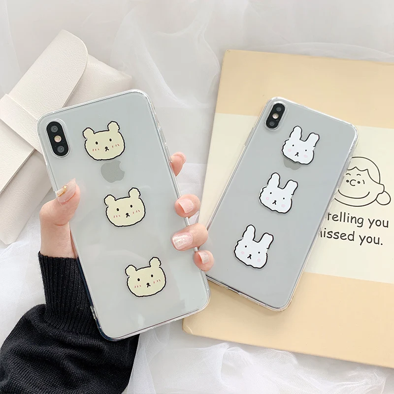 

Transparent Bear rabbit phone Case for iphone X case for iphone XR XS Max 7 8 6 6s Plus Cartoon soft tpu case back cover