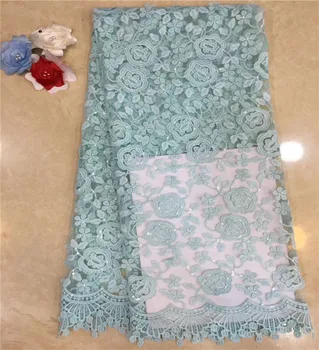

French Lace Fabric With sequins, Water soluble French Fabric, Cheap African Lace French Lace Leaf Fabric green white pink