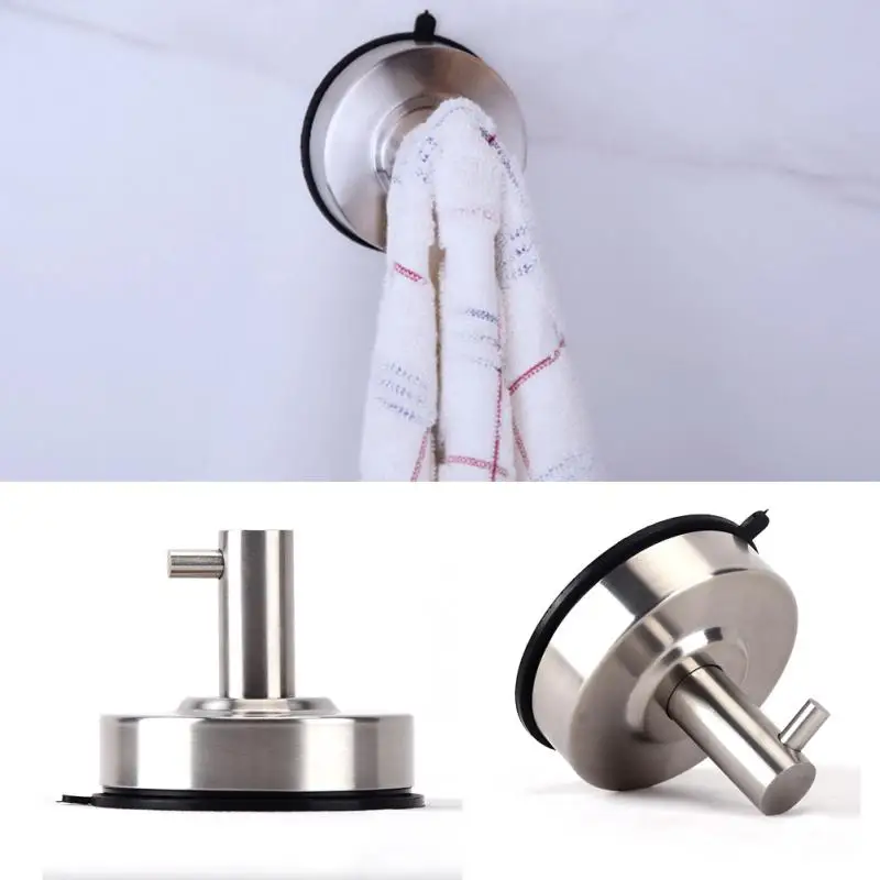 New Stainless Steel Sucker Wall Hooks Waterproof Removable Bathroom Shower Towel Wall Hook